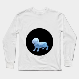 Dachshund - Ocean Blue Silhouette Long Sleeve T-Shirt